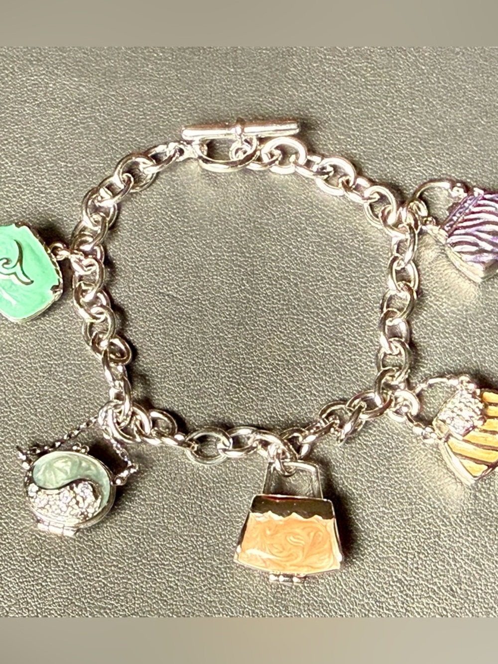 Unique Silver Purse Locket Charm Bracelet